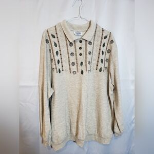 Vintage Cream Embroidered Teddi Swester Size Large